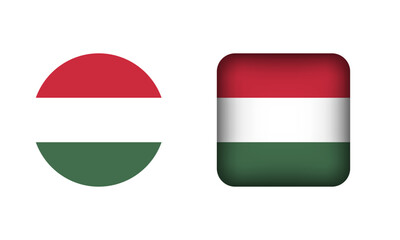 Flat Square and Circle Hungary Flag Icons