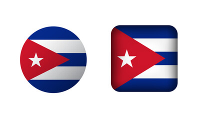 Flat Square and Circle Cuba Flag Icons