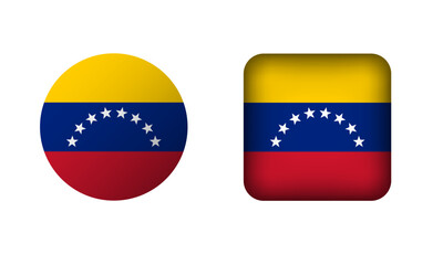 Flat Square and Circle Venezuela Flag Icons