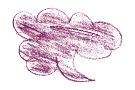 dark purple brush painting speech bubbles isolated on transparent background.