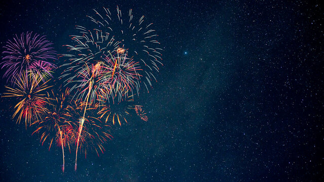 Fireworks with Night Sky Background
