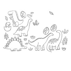 Dinosaur Clipart Cute Dino Hand Drawn Triceratops Pterodactyl Egg Digital Scrapbooking-01 © danang