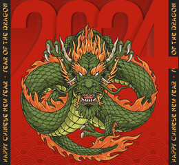 New year dragon flyer colorful