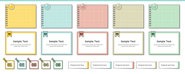 メモ用紙・付箋・タグのフレームデザインセット