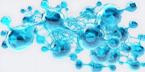 Molecules hyaluronic acid serum, macro scientific background abstract backdrop.