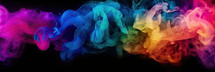 Abstract colorful smoke on isolated black background. - obrazy, fototapety, plakaty
