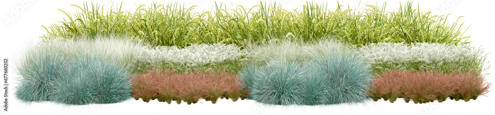 Poster realistic small garden. 3d rendering of isolated objects.