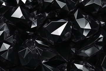 Black Crystal Background: Abstract 3D Faceted Texture