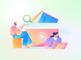 Education learning people flat vector concept hand drawn illustration
