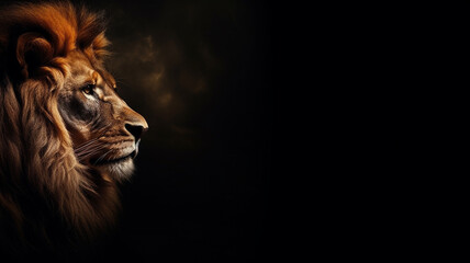 Portrait of a graceful lion's face. - obrazy, fototapety, plakaty