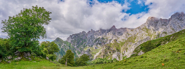 Picos de Europa National Park, located in the north of the Iberian Peninsula, nestled in the Cantabrian Mountains and between Asturias, León and Cantabria. In Cantrabria, Spain.