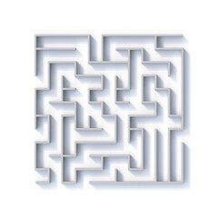 White labyrinth Top view with shadows 3D