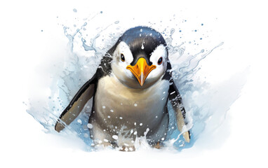 Frolicsome Penguin On Isolated Background