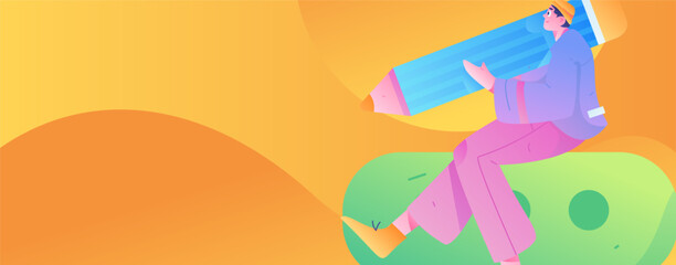 Education learning people flat vector concept hand drawn illustration
