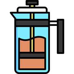 french press color line icon