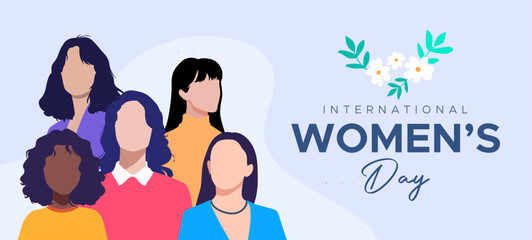 International women's day celebration vector design. featuring illustrations of women and flowers.
women's day, gender equality.