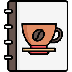 coffee shop menu color line icon