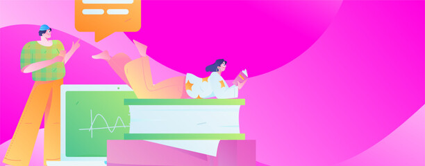 Education learning people flat vector concept hand drawn illustration
