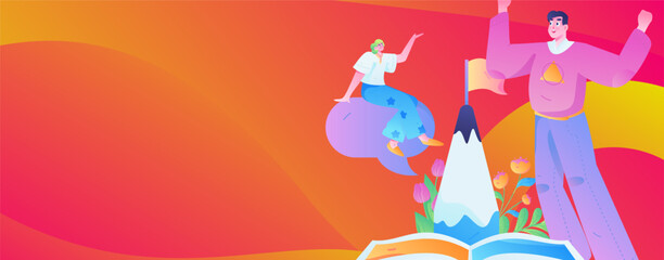 Education learning people flat vector concept hand drawn illustration
