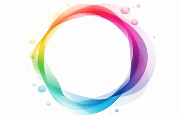 abstract circles lines wavy in round frame colorful rainbow isolated on white background with empty space for text, Generative AI - obrazy, fototapety, plakaty
