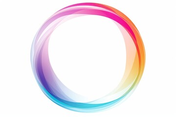 abstract circles lines wavy in round frame colorful rainbow isolated on white background with empty space for text, Generative AI