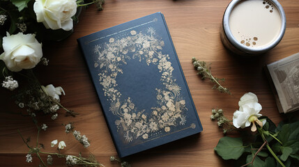 A beautiful book on a table with free text space - obrazy, fototapety, plakaty