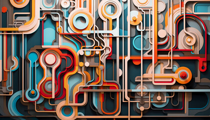 Abstract Harmony: Soft Industrial Organic Circles in a Spectrum of Colors