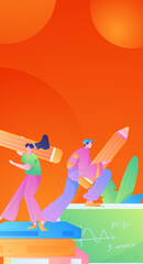 Education learning people flat vector concept hand drawn illustration
