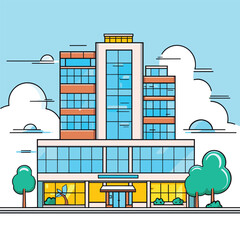 Company building in flat style. Vector Illustration