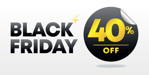 40% off. Black Friday advertising, shopping event, sales, commercial, e-commerce. Promotion, offers. Coupon, tag, ad. Price discount. Celebration, holiday. web banner