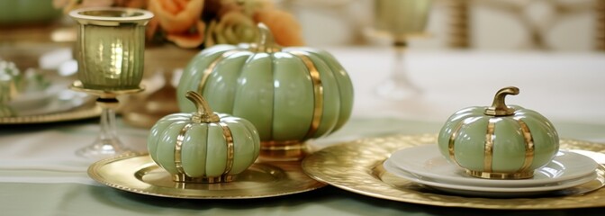 Porcelain pumpkins decor.