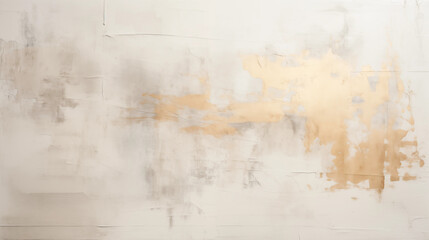 Abstract background: A weathered wall with gold and gray strokes, creating a timeless aesthetic and artistic patina, turning the worn surface into a composition of elegance and refined brilliance