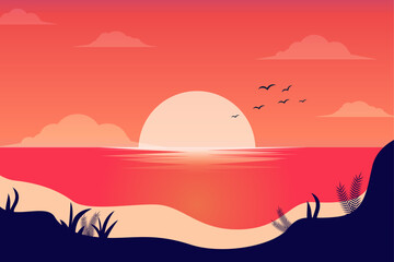 Fototapeta na wymiar beach sunset landscape background