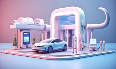 ev car charging station isometric