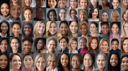 Collage of diverse and inclusive women from around the world, - Powered by Adobe