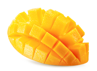 tasty mango slices isolated on the white background. Clipping path