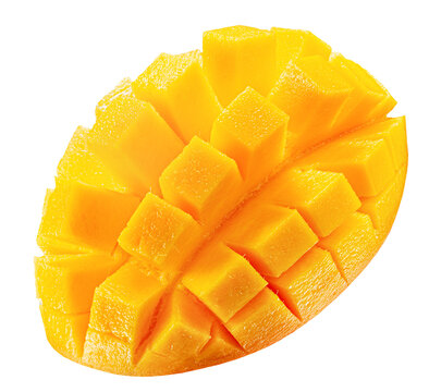 tasty mango slices isolated on the white background. Clipping path