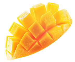 tasty mango slices isolated on the white background. Clipping path - 677666407