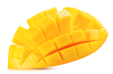 tasty mango slices isolated on the white background. Clipping path