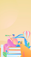 Education learning people flat vector concept hand drawn illustration
