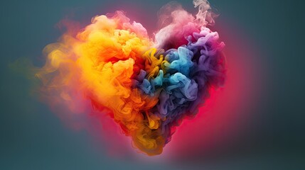 a heart shape made up of colorful smoke