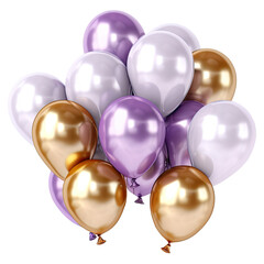 Balloons purple gold Pastel colored on a transparent background PNG