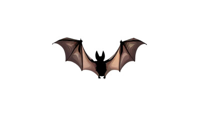 bat in mid-flight with a wing flap, presented in isolation against a transparent background. Created using