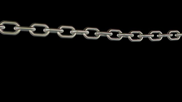 Chain Breaking Animation 3d render with transparent background