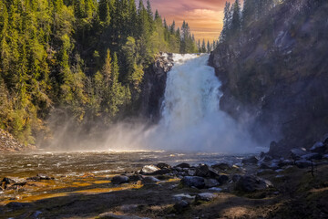 Waterfall Storfoss at the river Homla
