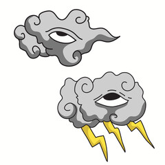 cloud japanese tattoo oldschool set design cartoon