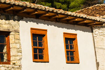 View at old house in Berat Albania. The old houses of Berat in Albania, unesco world heritage. Historic city of Albania