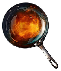 The pan is coated with a beautiful, shiny, unusual pattern, on transparent background PNG