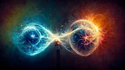 Quantum Nuclear Fusion Magic, 3d Representation	 - obrazy, fototapety, plakaty
