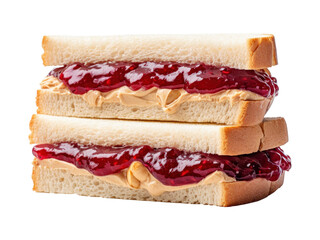 Peanut butter and jelly sandwiches isolated on transparent background